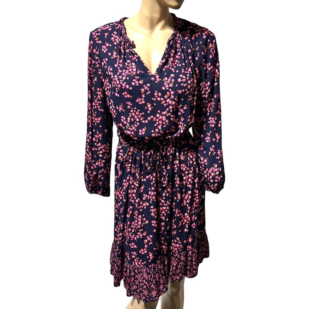 Draper James Lucinda Dress Women’s Size XL Ling Sleeve Floral Ruffle Hem